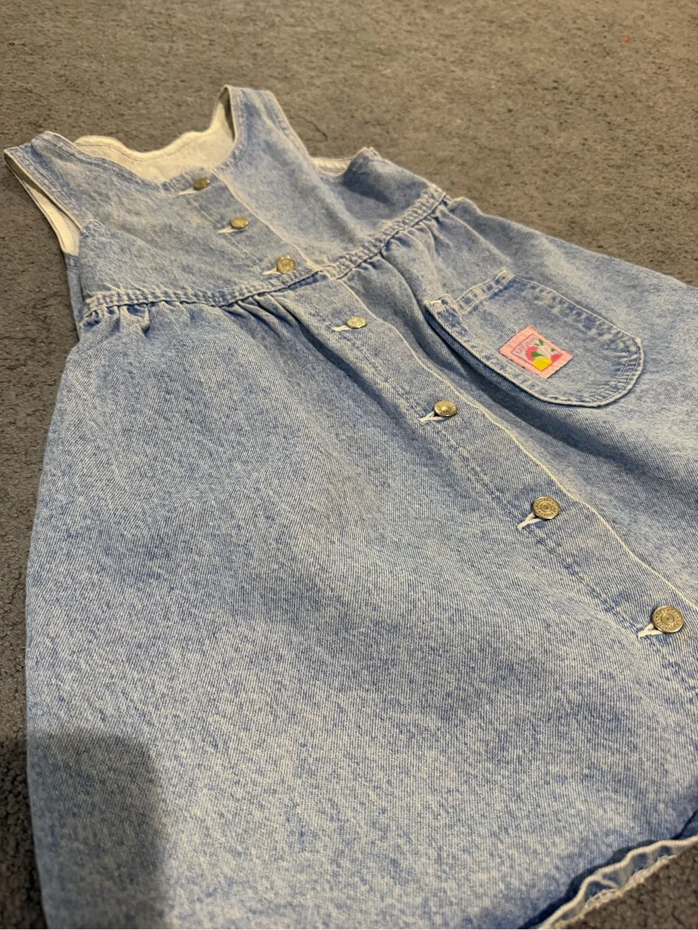Vintage LEE JEANS Light Wash Button-Front Denim Pinafore Dress 6x